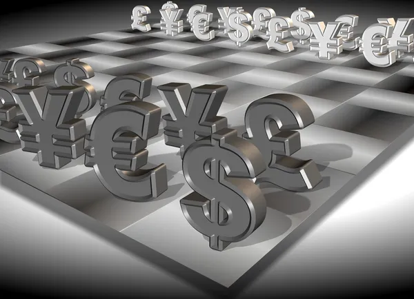 Peníze šachy — Stock fotografie