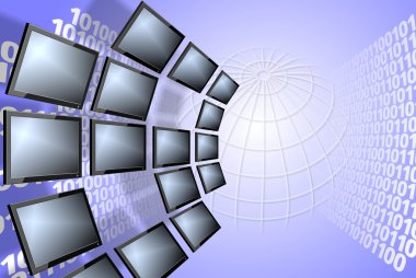 Digital TV and binary code clipart