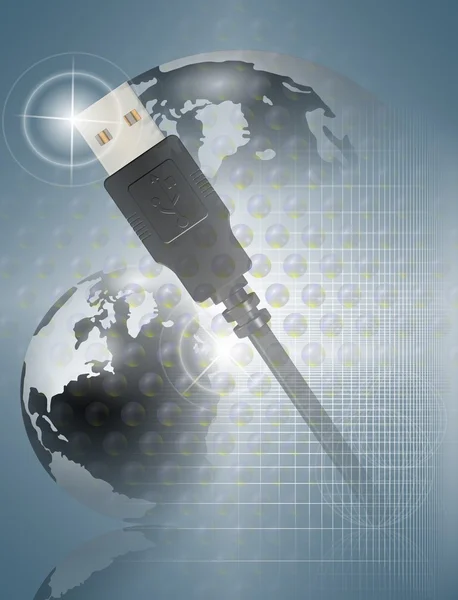 USB plug and Earth — Stock Photo, Image
