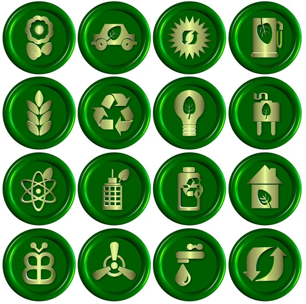 Zielone ikony ekologiczne — Zdjęcie stockowe