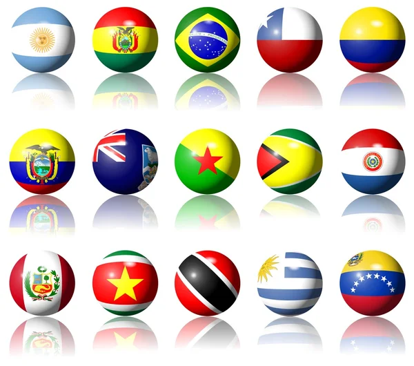 Νότιας Αμερικής σημαίες — Φωτογραφία Αρχείου