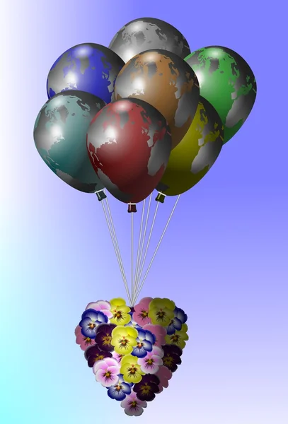 Bloemen en aarde ballonnen — Stockfoto