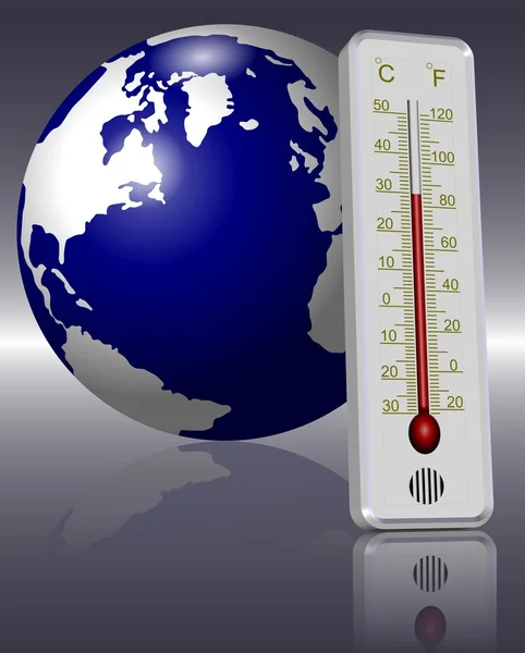 Thermometer en aarde — Stockfoto
