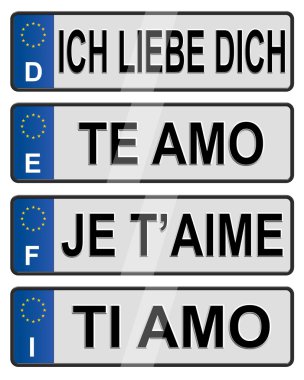 European number love plates clipart