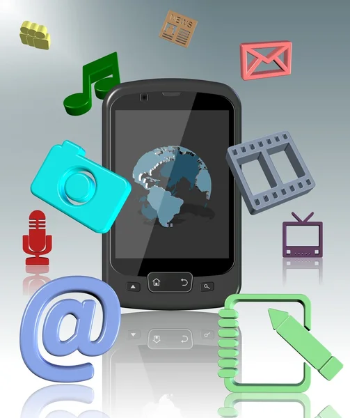 Mobile phone and icons — Stock Photo, Image