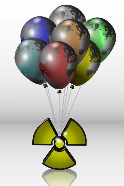 Radioactieve symbool en aarde — Stockfoto