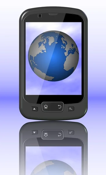 Mobile phone and World — Stock Photo, Image