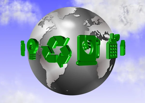 Umwelt-Ikonen auf der ganzen Welt — Stockfoto
