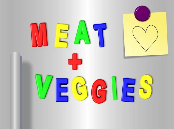 Meat and vegetable fridge magnets — Stock Photo, Image