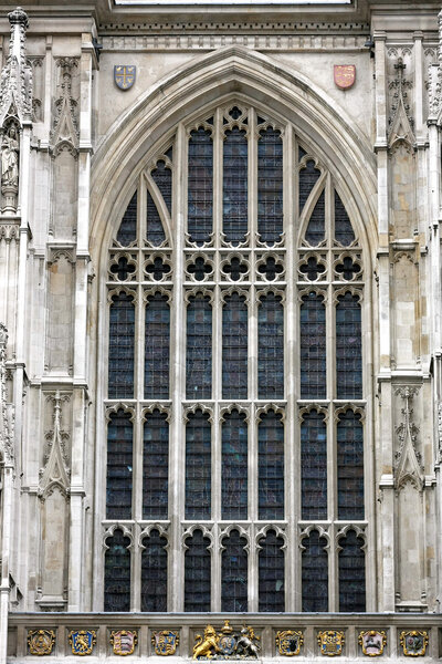 Large window on Westminster Abbey cathedral in London