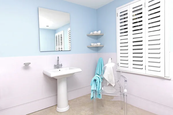Blauwe badkamer — Stockfoto