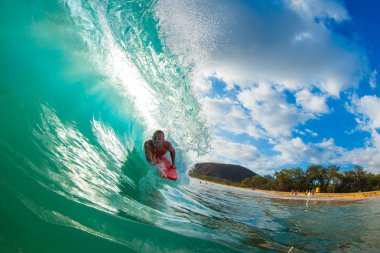 Body Boarder Surfing Blue Ocean Wave clipart