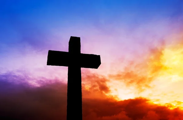 stock image Cross against sunset sky