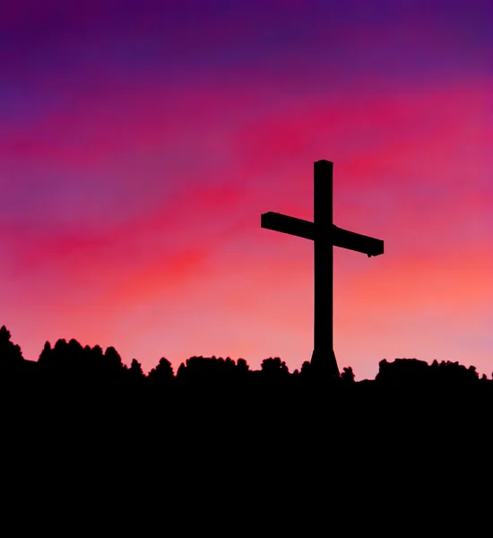 Cross against sunset sky — Stock Photo, Image