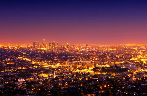 洛杉矶，日落时我市市区 — 图库照片