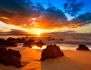 Dramatic Vibrant Sunset in Hawaii clipart