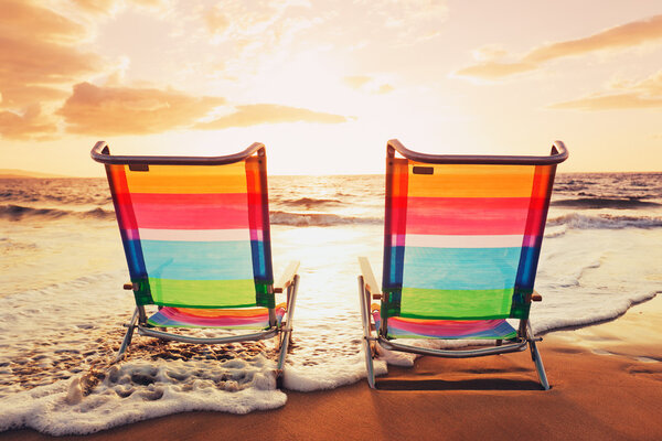 Hawaiian Vacation Sunset Concept Stock Picture