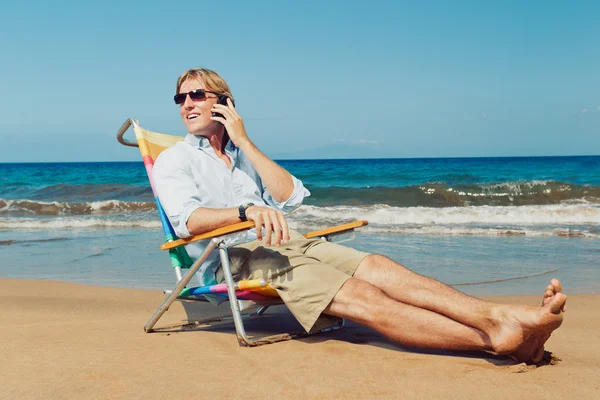 Business Man on the Beach in Hawaii Stock Image