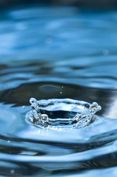 stock image Bouncing water drops in blue background