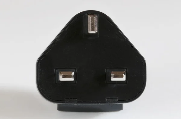 Black Electrical plug with three prongs — Stock Photo, Image