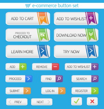 E-commerce buttons set clipart