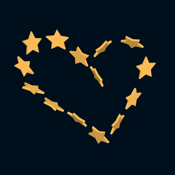 Corazón de estrellas — Vector de stock