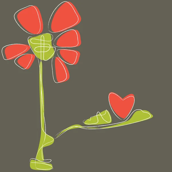 Květina se srdcem — Stockový vektor