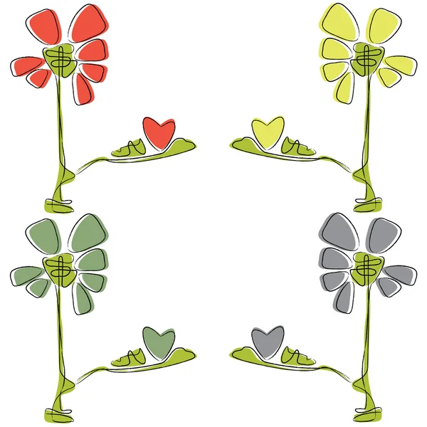 Blommor med hjärta — Stock vektor