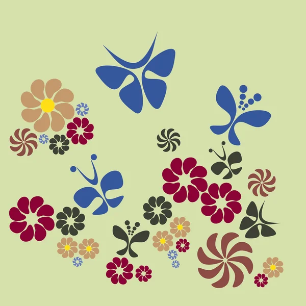 花与蝴蝶 — 图库矢量图片