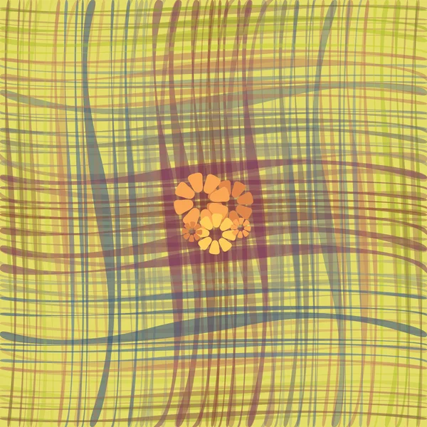 Fleurs orange sur fond jaune rayé — Image vectorielle