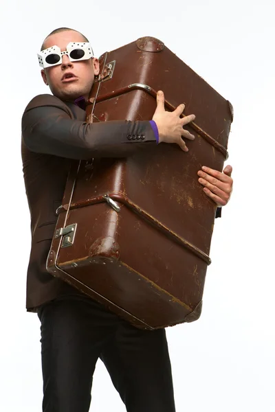 Хлопець з чемодан — стокове фото