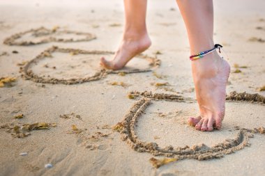 Womans legs on beach clipart