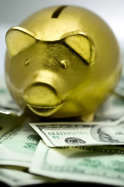 Caixa de dinheiro porquinho dourado . — Fotografia de Stock