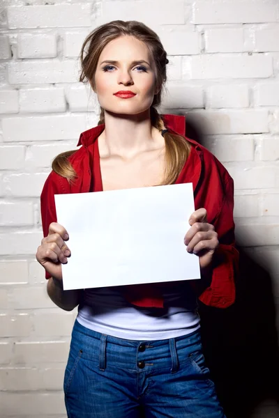 Girl with paper — Stock Photo, Image