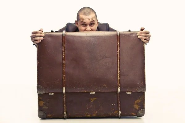 Killen med resväska — Stockfoto