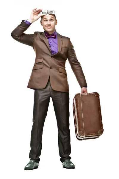 Mladí kufr chlap — Stock fotografie