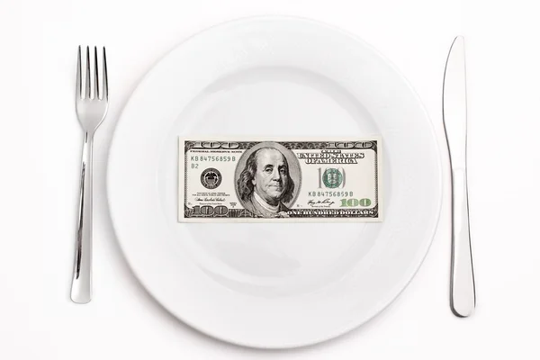 Dollar on plate — Stock Photo, Image