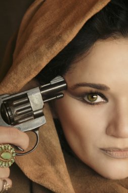 Woman with gun clipart