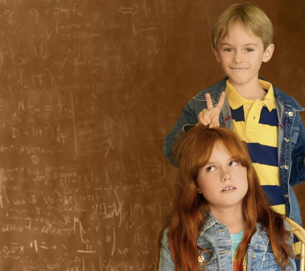 stock image Children and black board