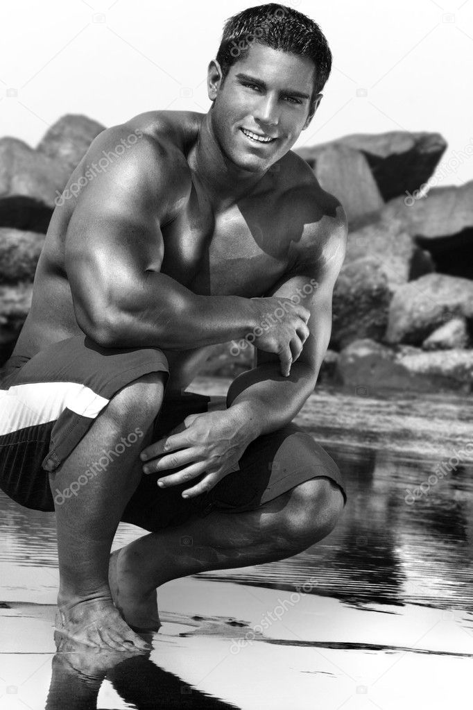 Young man in bathing suit