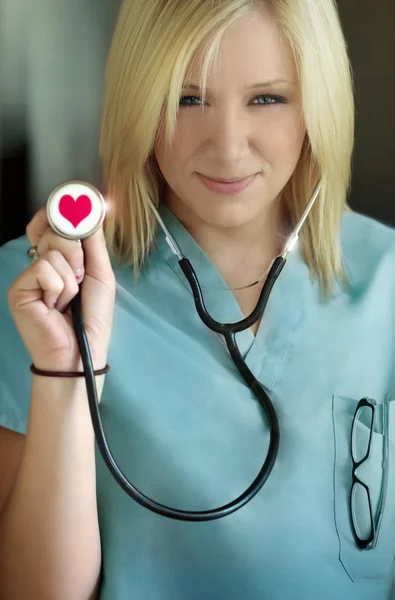 stock image Female nurse in love