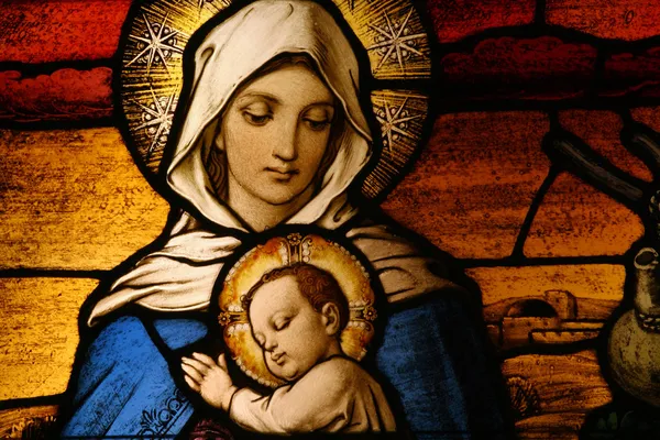 Vigin 耶稣与玛丽宝宝 免版税图库图片