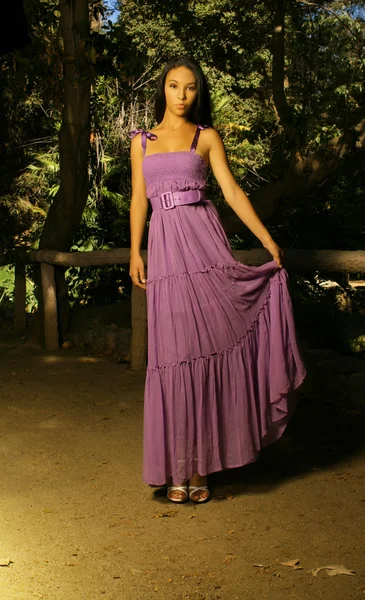 Model muda dalam gaun ungu Stok Foto Bebas Royalti