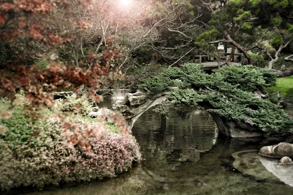 Стилизованный пейзаж японского сада — стоковое фото