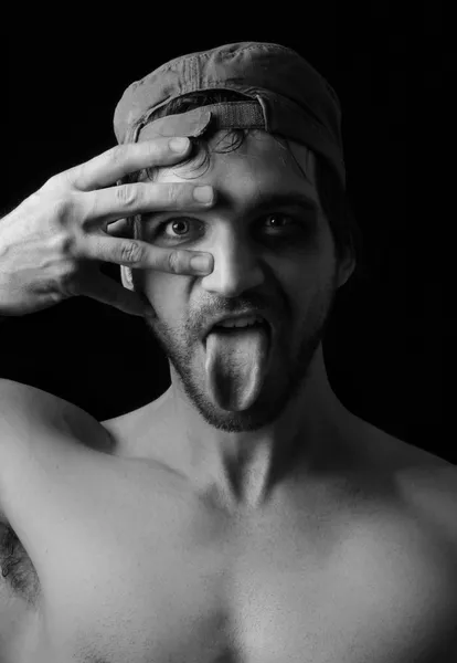 舌を出した男 — ストック写真