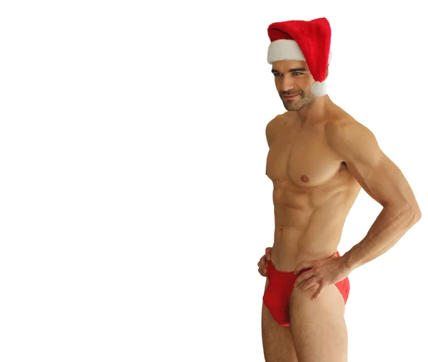 Sexy grinsenden Weihnachtsmann Hengst — Stockfoto