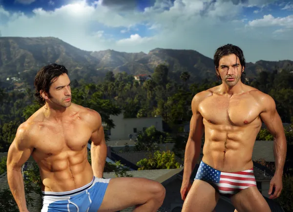 Sexy male fit twins — Stock Photo, Image