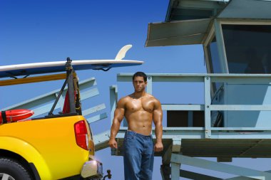 Hunk on beach clipart