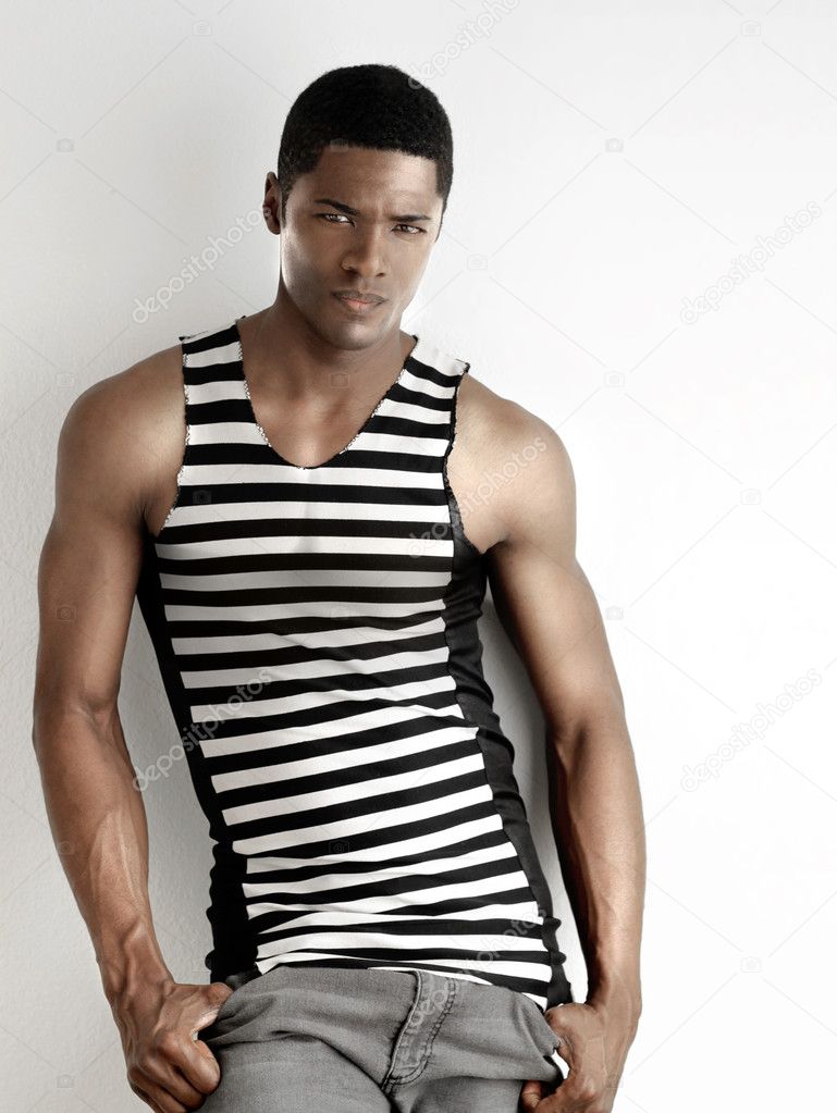 Sexy black man in stripes