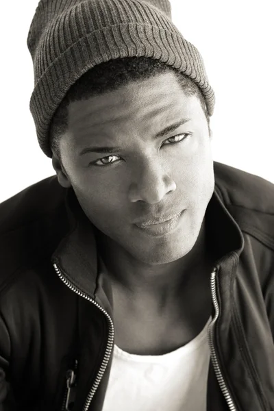 Junger stilvoller schwarzer Mann in Sepia — Stockfoto